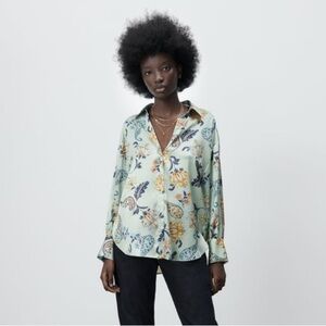 ZARA Satin Effect Print Shirt (NWT)